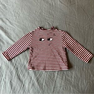 Zara Babygirl Red and White Striped Smile Heart Long Sleeve sz 3-6mo